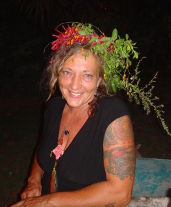 Martina wearing her birthday hat.