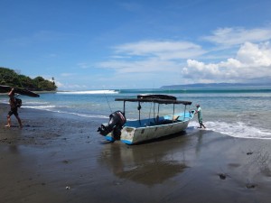 Landing the boat in Pavones, Costa Rica.