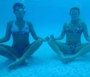 Marie and Aloe, underwater meditation in Playa Hermosa, Costa Rica.