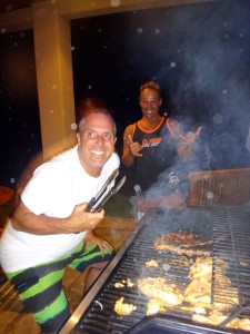 Derek and Roberto barbecuing in Playa Hermosa, Costa Rica.