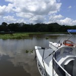 Boarding a boat in Drake Bay, Costa Rica.