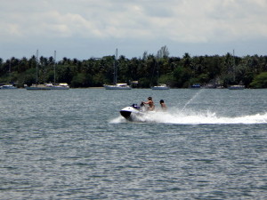 Aloe and Casey on the jet ski.