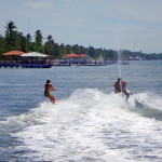 Aloe Driscoll wake surfing in El Salvador.