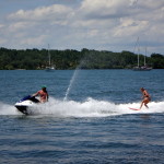 Aloe Driscoll wake surfing in El Salvador.