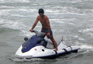 Casey on the jet ski.