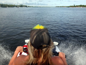 Aloe on the jet ski.