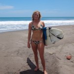 Aloe Driscoll surfing in Miramar, Nicaragua.