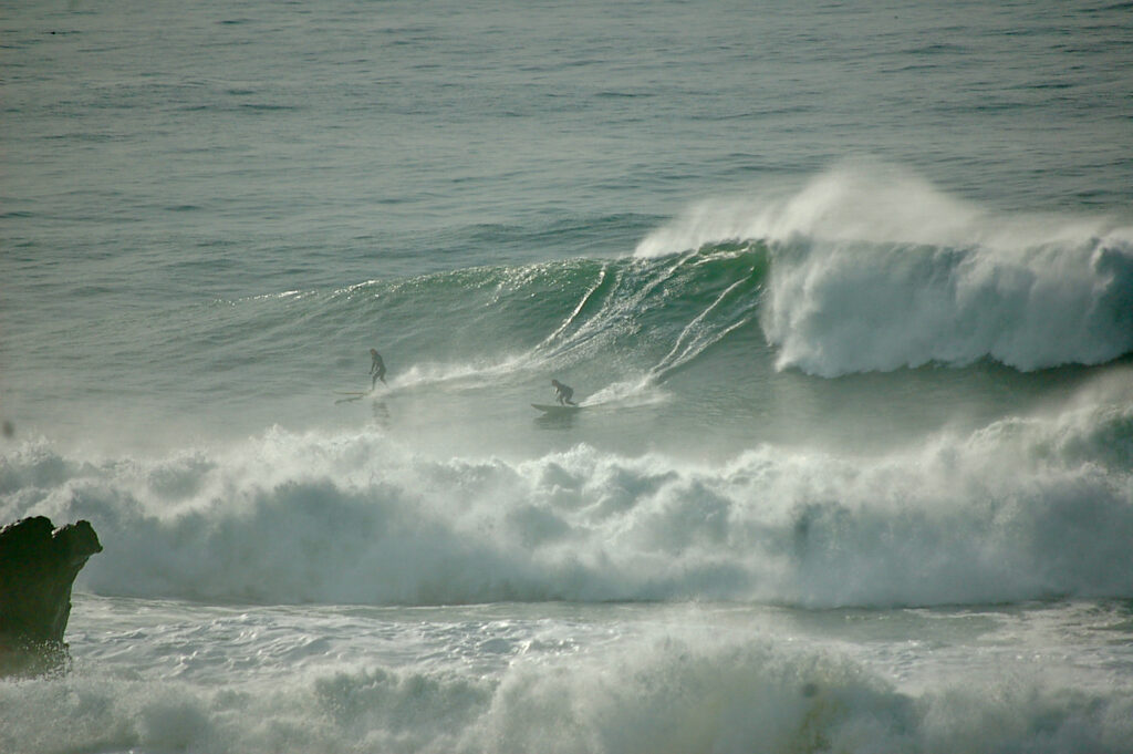 Aloe Driscoll surfing Mavericks.