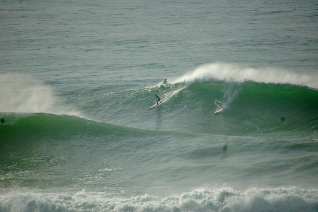 Aloe Driscoll surfing Mavericks.